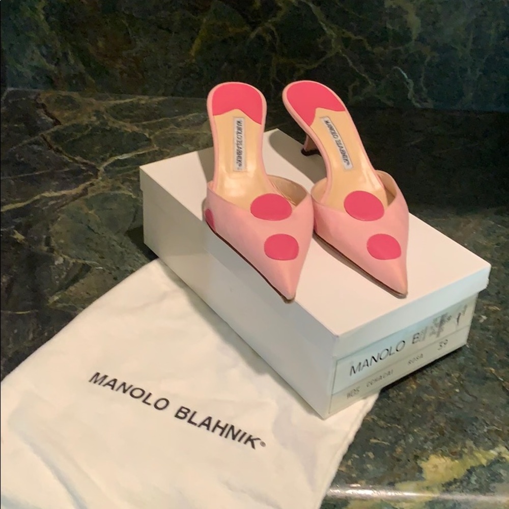 Manolo Blahnik two tone pink slides